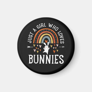 Aimant Juste Une Fille Qui Aime Les Lapins Arc-En-Ciel