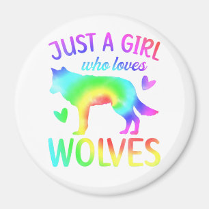 Aimant Juste Une Fille Qui Aime Les Loups Aquarelle, Aqua