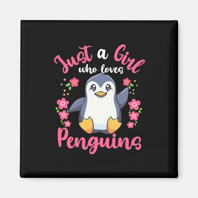 Aimant Juste une fille qui aime les pingouins (Devant)