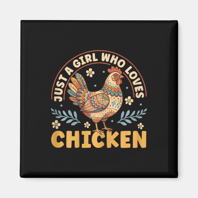 Aimant Juste une fille qui aime les poulets Mignon poulet (Devant)