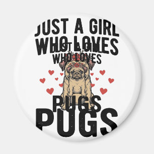 Aimant Juste Une Fille Qui Aime Les Pugs Chemise Vintage