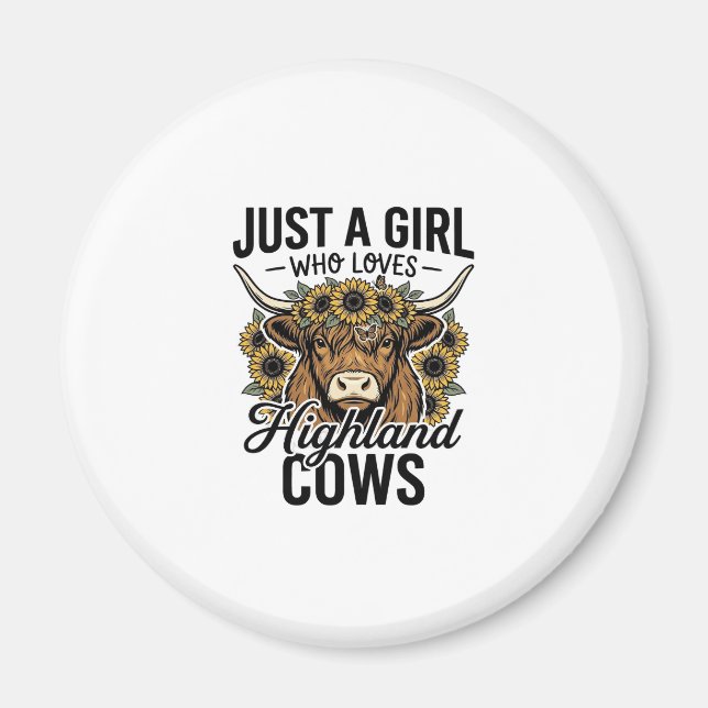 Aimant Juste une fille qui aime les vaches des Highlands  (Devant)