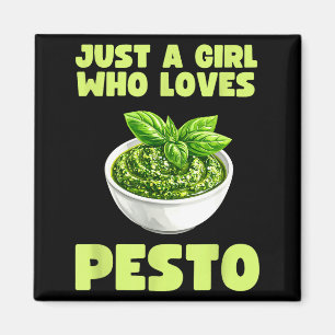 Aimant Juste Une Fille Qui Aime Pesto Basil Pâtes Publici