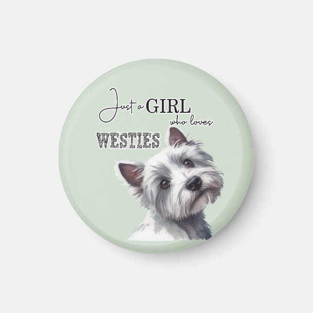 Aimant Juste une fille qui aime Westies mignonne Westie A (Devant)