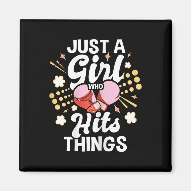 Aimant Juste une fille qui frappe des choses - Kickboxing (Devant)