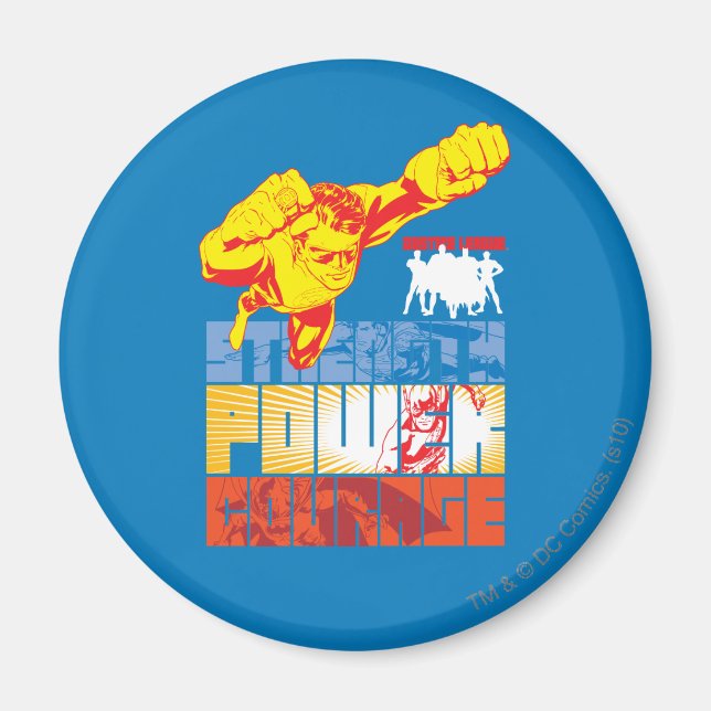 Aimant Justice League Strength. Le pouvoir. Courage. Cara (Devant)