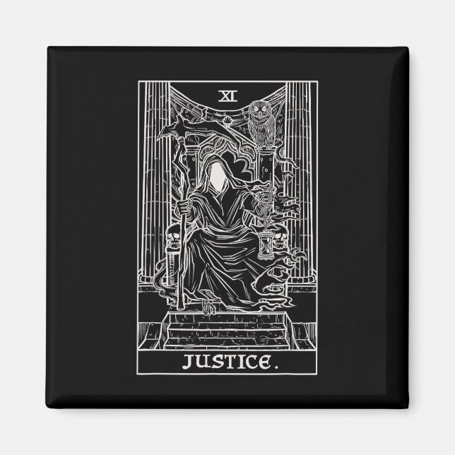 Aimant Justice Tarot Card Grim Reaper Halloween Goth Horr (Devant)
