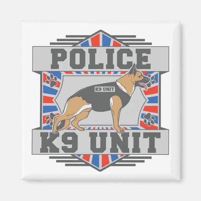 Aimant K9 Unité police berger allemand (Devant)