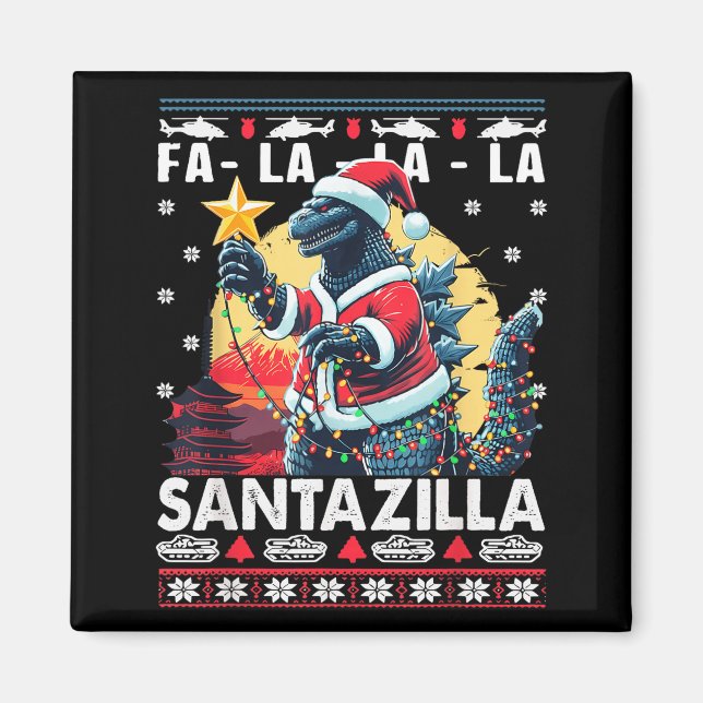 Aimant Kaiju Christmas Santazilla Japanese Monster Dinosa (Devant)