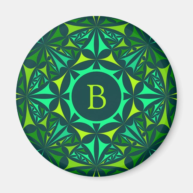 Aimant Kaleidoscope Monogrammé Orné de Vert Émeraude (Devant)