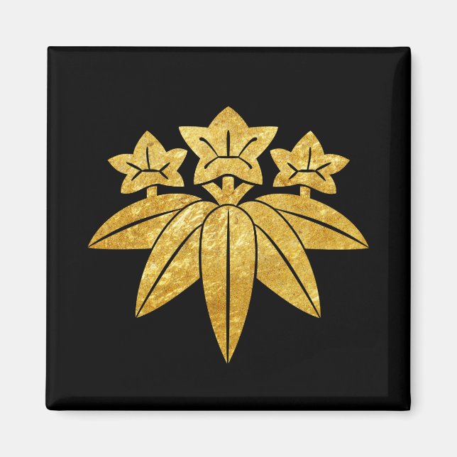 Aimant Kamakura Minamoto Mon faux or japonais en noir (Devant)