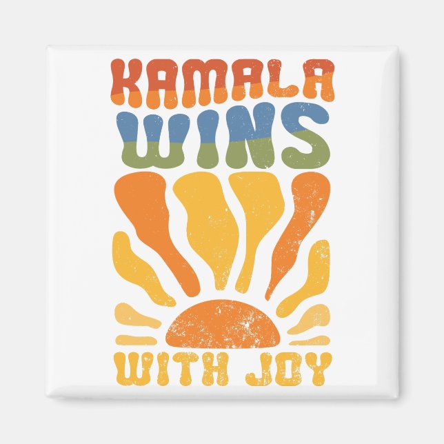 Aimant Kamala gagne avec Joy Retro Boho Harris Walz (Devant)