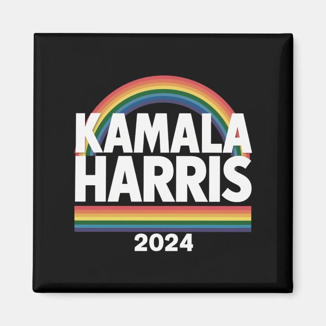 Aimant Kamala Harris 2024 Gay pride arc-en-ciel élection  (Devant)