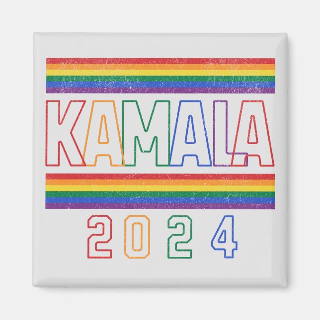 Aimant Kamala Harris 2024 Rainbow LGBTQ Retro (Devant)
