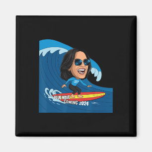 Aimant Kamala Harris Embarquement Sur Une Vague Bleue