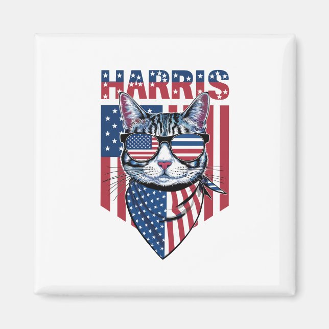 Aimant Kamala Harris pour le président 2024 Funny Cat (Devant)