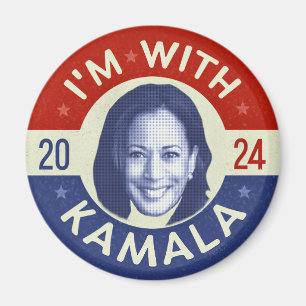 Aimant Kamala Harris Président 2024 Democrat Photo Retro