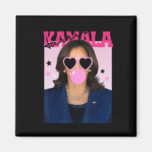 Aimant Kamala Harris souffle la bulle gomme soleil rose K