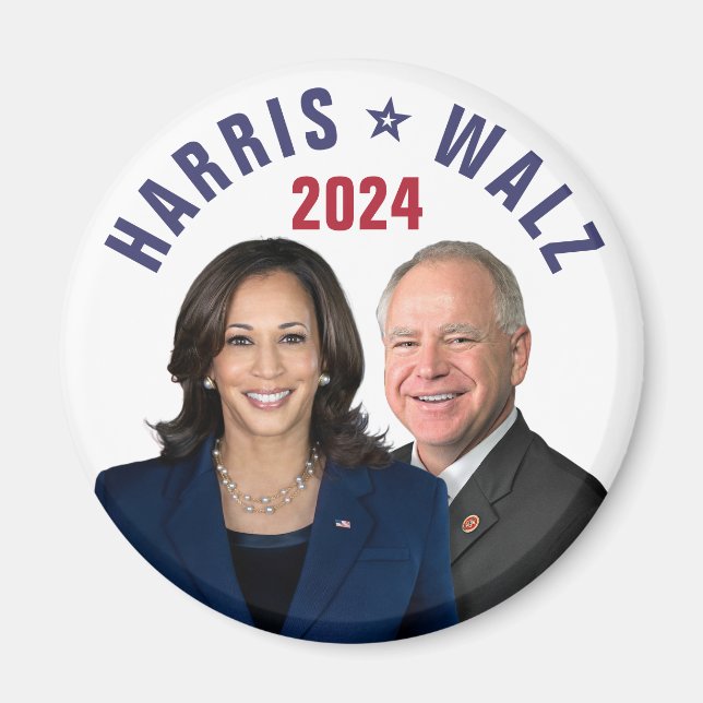 Aimant Kamala Harris Tim Walz 2024 Président Vice Photos (Devant)