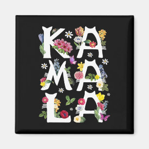 Aimant Kamala Harris Vintage Floral Cat Lettres Président