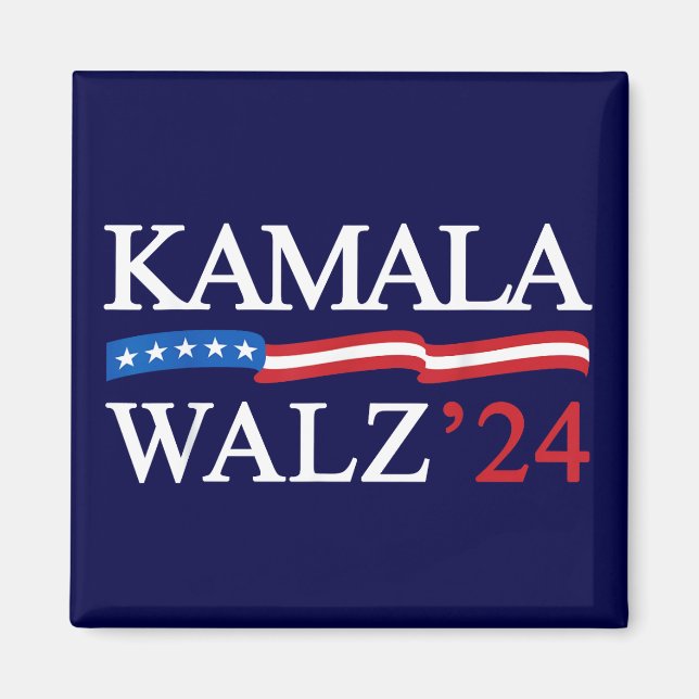 Aimant Kamala Harris Walz 2024 Évidemment bleu (Devant)