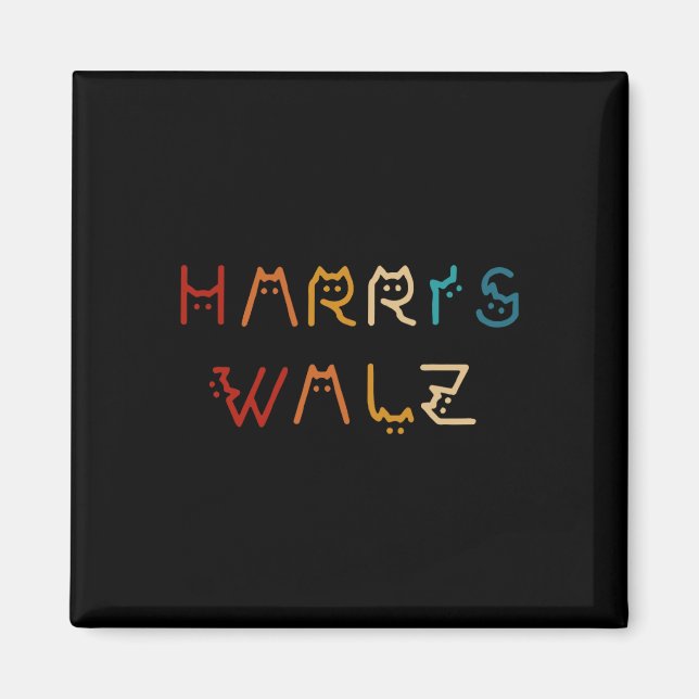 Aimant Kamala Harris Walz Walz Valse 2024 Chat Lettering  (Devant)