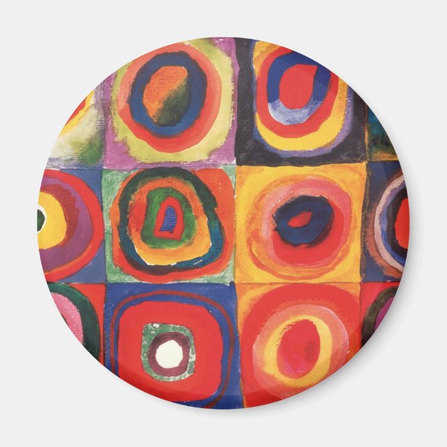 Aimant Kandinsky Farbstudie Quadrate Carrés Cercles Art (Devant)