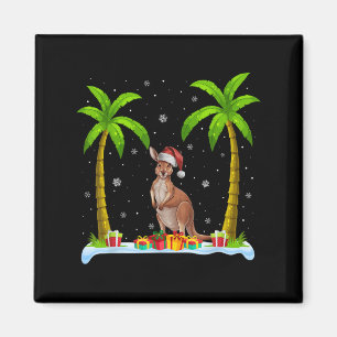 Aimant Kangaroo Santa Hat Palm Tree Beach Jeu de Noël