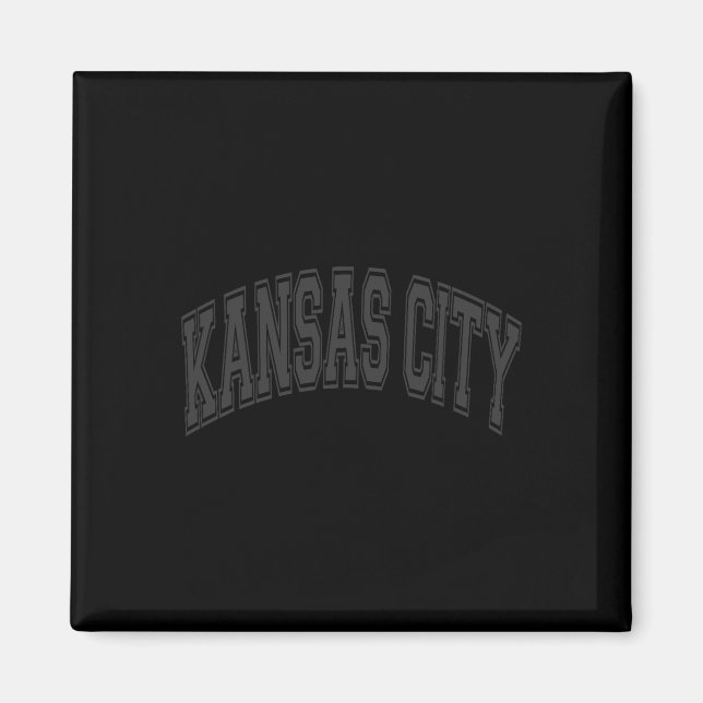 Aimant Kansas City Texte arqué noir avec impression noire (Devant)