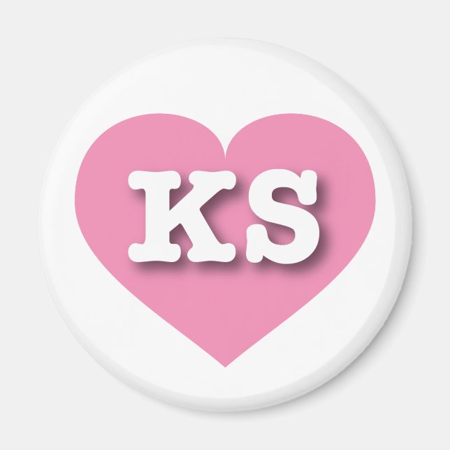Aimant Kansas Coeur rose - J'aime KS (Devant)