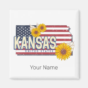 Aimant Kansas États-Unis Retro State Map Vintage USA