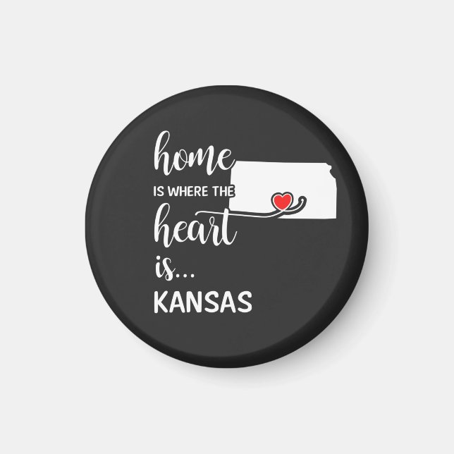 Aimant Kansas Home est le coeur (Devant)