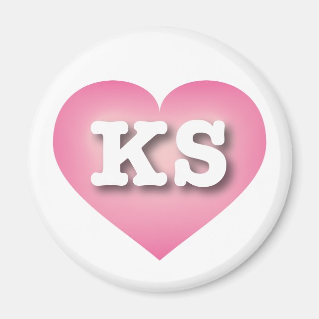 Aimant Kansas Pink Fade Heart - I love KS (Devant)