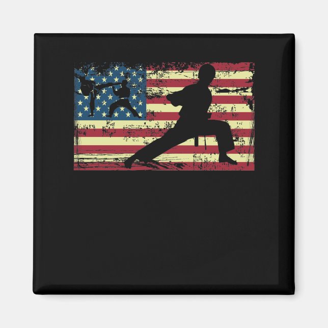 Aimant Karate American Flag Martial Arts (Devant)