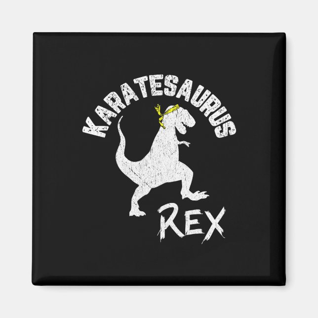 Aimant Karate Karatesaurus Rex Dinosaure Drôle d'Art Mart (Devant)