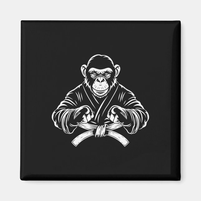 Aimant Karate Monkey Drawing Kickboxing Jiu-jitsu Mma Mar (Devant)