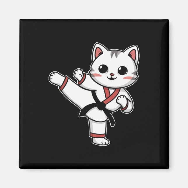 Aimant Karate Taekwondo Funny Chat Jiu Jitsu Femmes Fille (Devant)