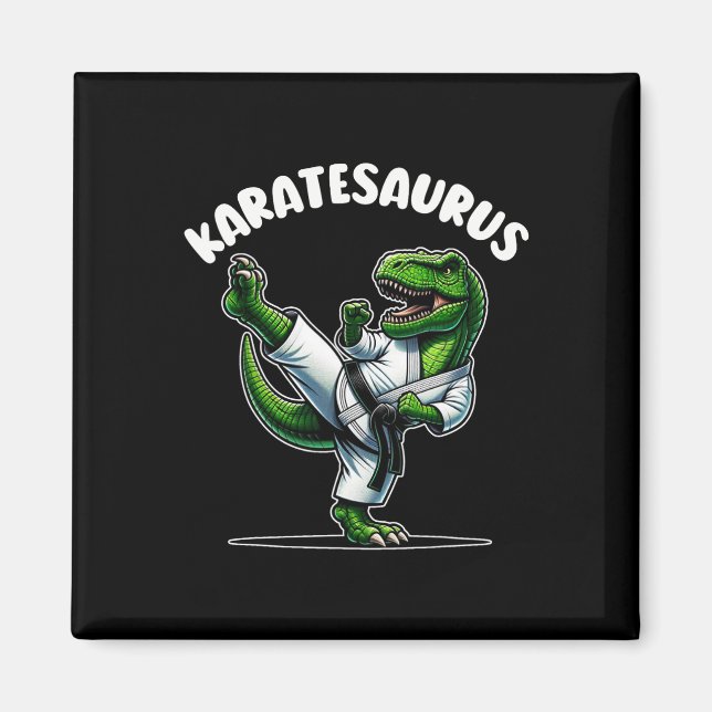 Aimant Karatesaurus dinosaure drôle T Rex en Gi de karaté (Devant)