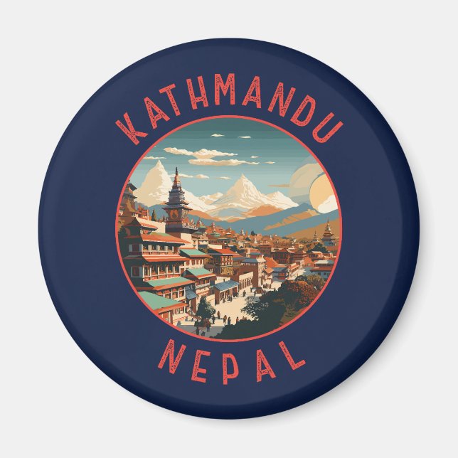 Aimant Kathmandu Nepal Cercle en détresse rétro (Devant)