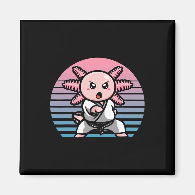 Aimant Kawaii Axolotl Karate Funny Martial Arts (Devant)