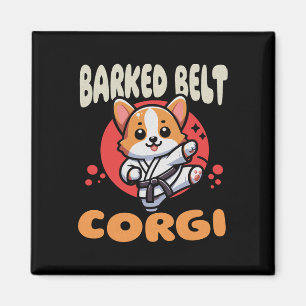 Aimant Kawaii Ceinture noire Corgi Chien Karate Kick Cein