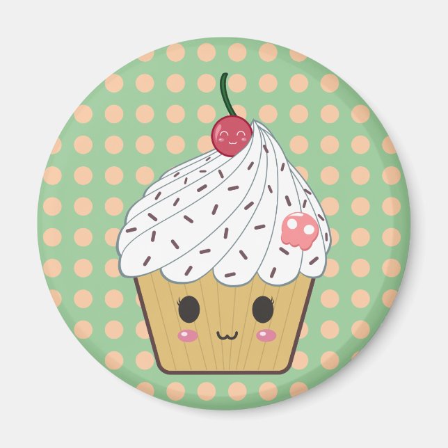 Aimant Kawaii Cupcake en Pois (Devant)