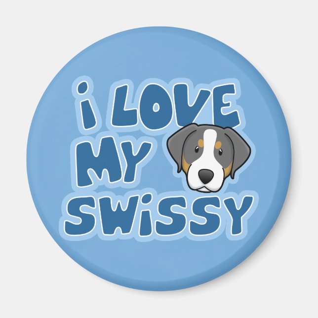 Aimant Kawaii I Love My Swissy (Devant)