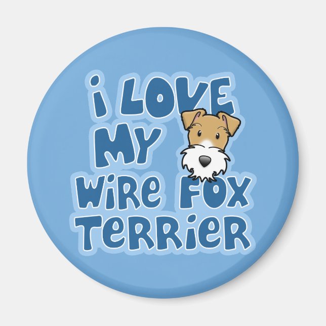 Aimant Kawaii I Love My Wire Fox Terrier (Devant)
