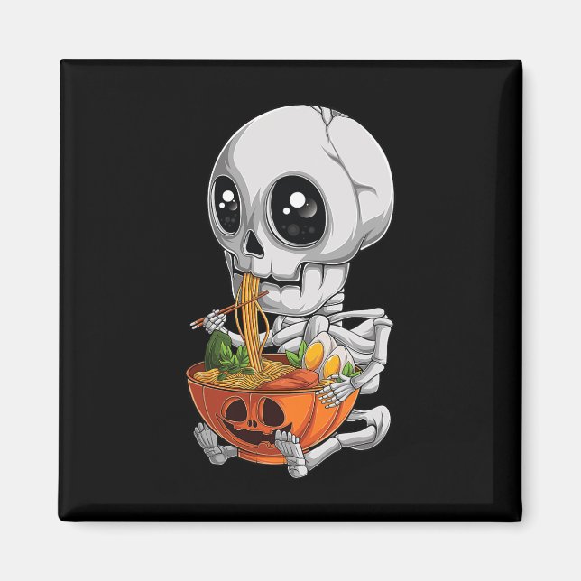 Aimant Kawaii japonais Anime Skeleton Halloween Ramen Foo (Devant)
