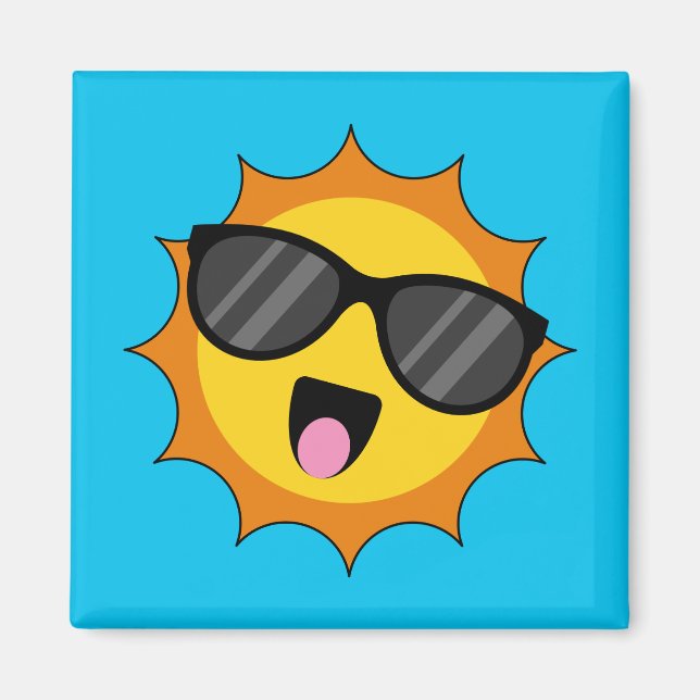 Aimant Kawaii Joyeux soleil avec lunettes de soleil (Devant)