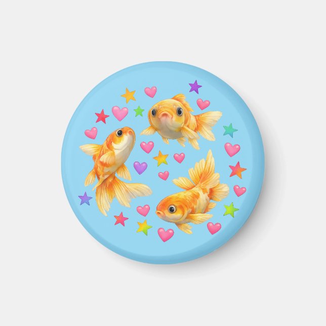 Aimant kawaii mignon y2k poisson rouge arc-en-ciel  (Devant)