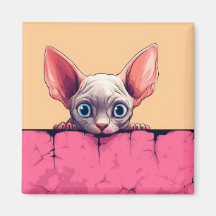 Aimant Kawaii Peeking Cute Sphynx Cat