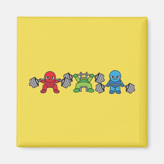 Aimant Kawaii Powerlifter - Squat, Presse À Banc, Deadlif (Devant)