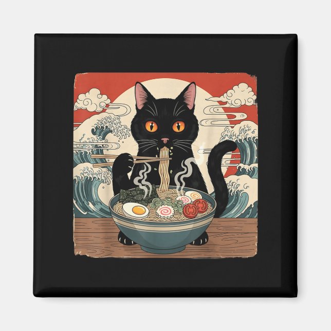 Aimant Kawaii Ramen Cat Anime Japanese Noodles Food Wave  (Devant)